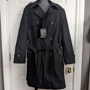 NWT Hart Schaffner Max Smart Coat Black Trench Men's 42S New